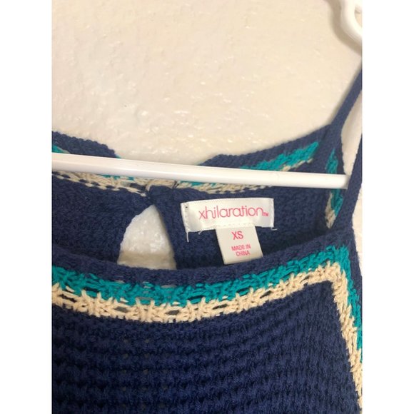 Xhilaration Womens Size XS Crocheted knit Top Print Bottom Maxi Dress Tank Multi - Picture 5 of 6